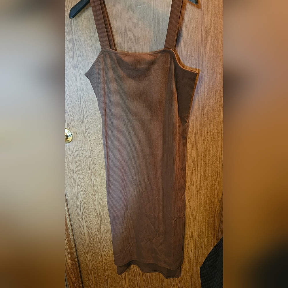 Brown Sleeveless Tank Dress